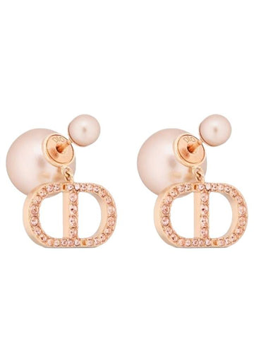 Tribales Pearls Crystals Earrings Pink Gold - DIOR - BALAAN 1