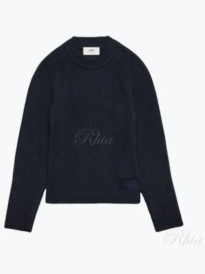 Logo Patch Basic Knit Top Navy - AMI - BALAAN 2