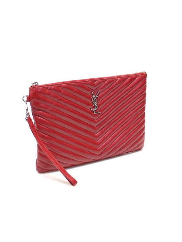 Women s Saint Laurent 559193 Red Matelasse Quilted Monogram Tablet Pouch Clutch gt Gangbuk used luxury goods - SAINT LAURENT - BALAAN 4