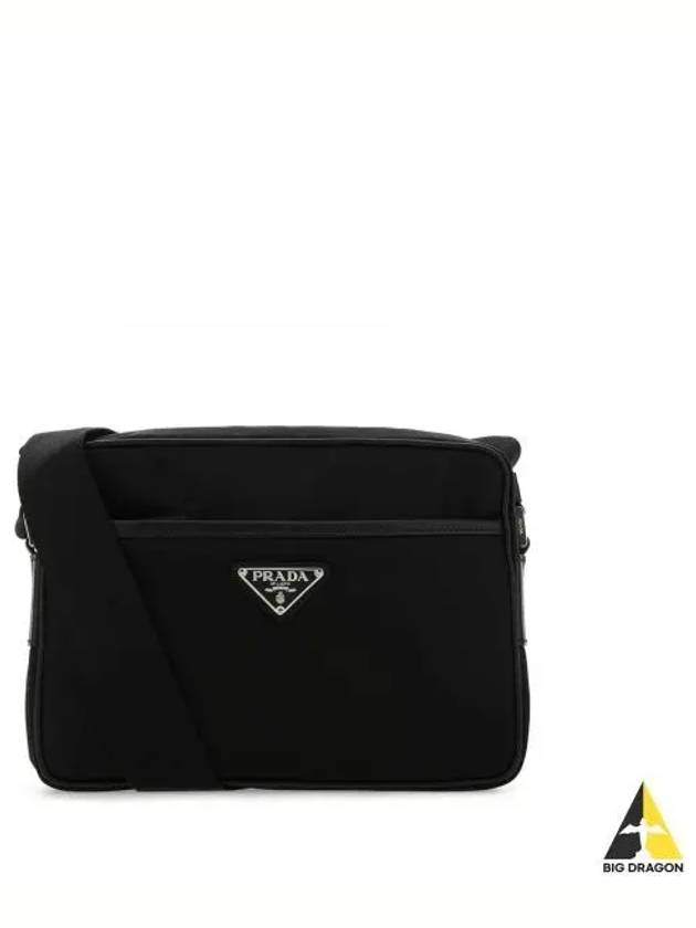 Re-Nylon Saffiano Leather Triangle Logo Cross Bag Black - PRADA - BALAAN 2