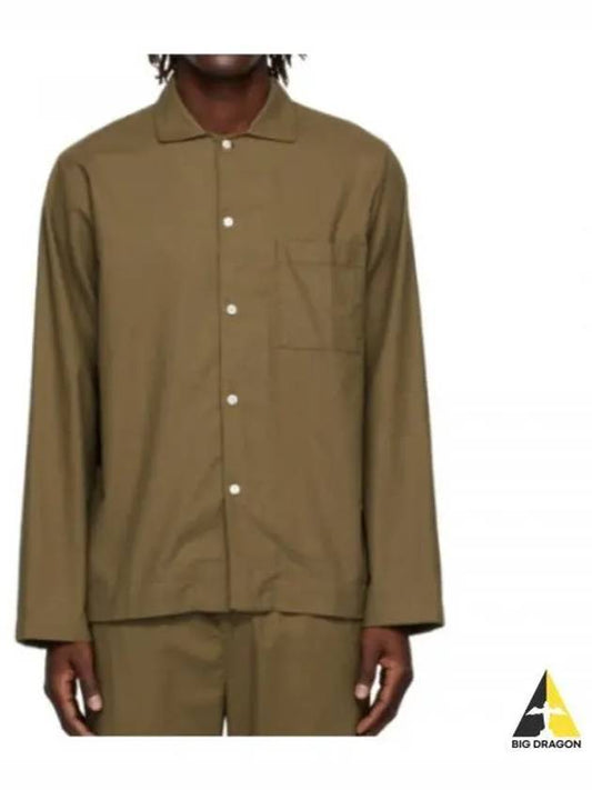 Poplin Pajamas Long Sleeve Shirt Moss - TEKLA - BALAAN 2