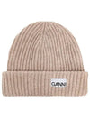 Logo Recycled Wool Beanie Nautical Blue - GANNI - BALAAN 2