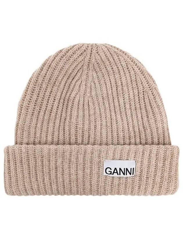 Logo Recycled Wool Beanie Nautical Blue - GANNI - BALAAN 2