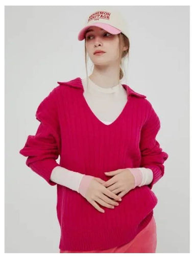 WIDE COLLAR KNIT HOT PINK - BENSIMON - BALAAN 1