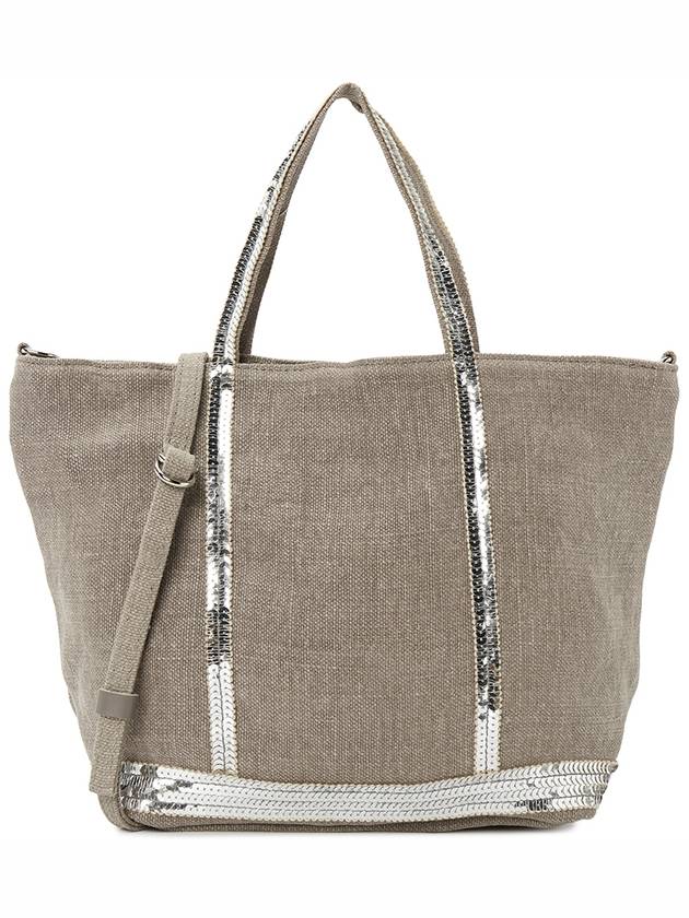 Women's Cabas Small Linen Tote Bag Calcul - VANESSA BRUNO - BALAAN 2