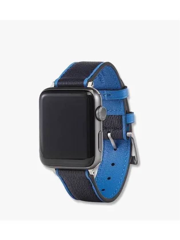 Embossed Leather Apple Watch Band Black - MCM - BALAAN 1