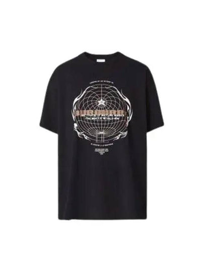 Graphic Print Overfit Cotton Short Sleeve T-Shirt Black - BURBERRY - BALAAN 2