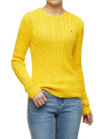 W cable knit cotton crewneck sweater yellow - POLO RALPH LAUREN - BALAAN 2