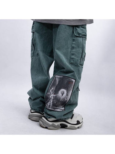 The Apparition Wide Denim Cargo Pants Deep Green - BLACKBLOND - BALAAN 1