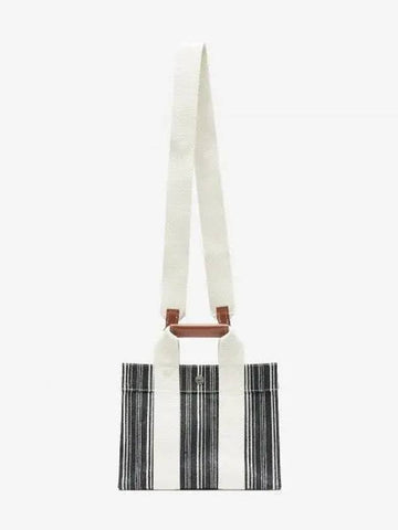 XS Striped Linen Tote Bag Black TOTEXSFBLACK - RUE DE VERNEUIL - BALAAN 1