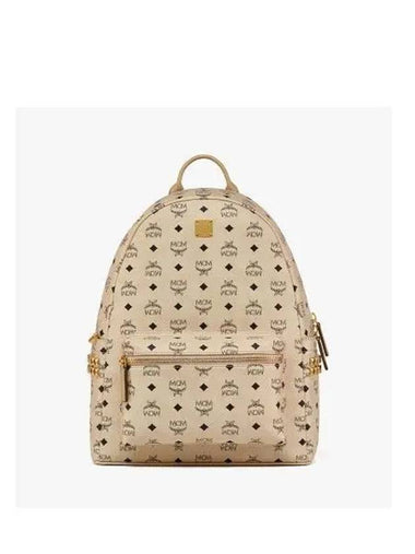 Visetos Stark Side Studs Backpack Ivory - MCM - BALAAN 1