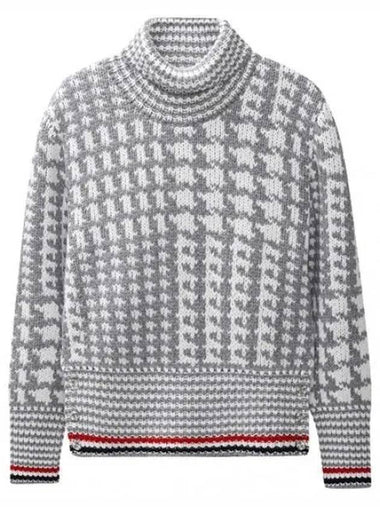 Knit Prince of Wales jacquard detail cashmere turtleneck - THOM BROWNE - BALAAN 1