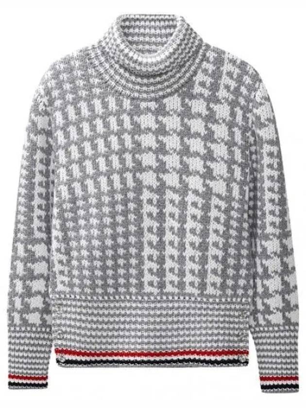 Prince of Wales jacquard detail cashmere turtleneck knit men - THOM BROWNE - BALAAN 1