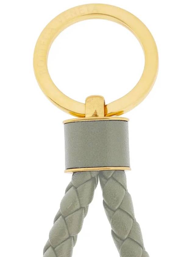 Intrecciato Lambskin Key Holder Light Khaki - BOTTEGA VENETA - BALAAN 4