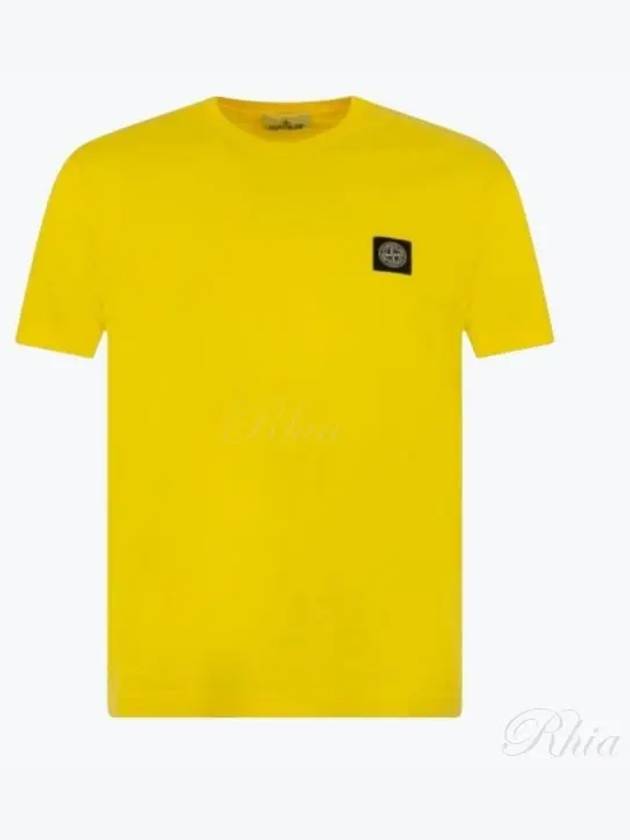 Logo Patch Cotton Short Sleeve T-Shirt Yellow - STONE ISLAND - BALAAN 2