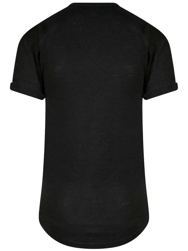 Coldy Logo Print Linen Short Sleeve T-Shirt Black - ISABEL MARANT - BALAAN 4