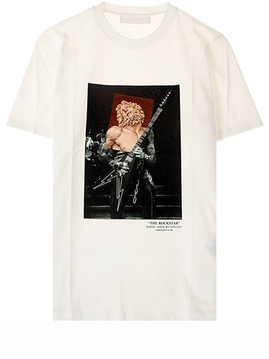 20FW PBJT793D P557S 2357 The Rockstar Slim Fit Short Sleeve T-Shirt White Men's T-Shirt TR - NEIL BARRETT - BALAAN 1