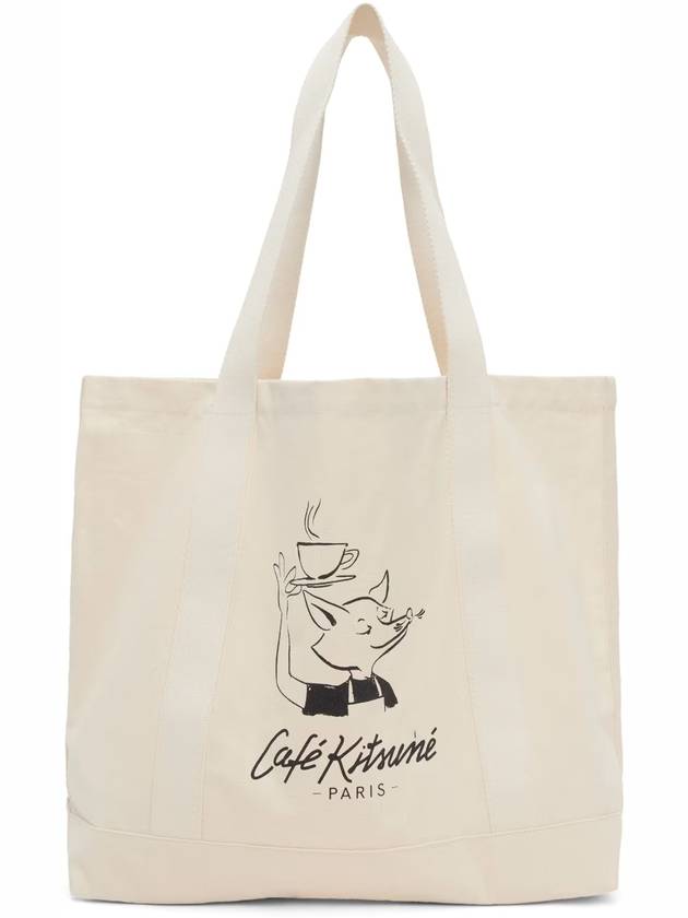 24SS Cafe Kitsune Fox Logo Eco Bag Tote Bag - MAISON KITSUNE - BALAAN 4