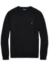 Embroidered Pony Logo Crew Neck Cotton Knit Top Black - POLO RALPH LAUREN - BALAAN 7