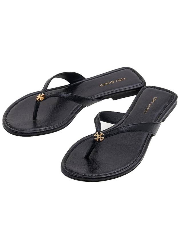 Capri Logo Plaque Flip Flops Black - TORY BURCH - BALAAN 2