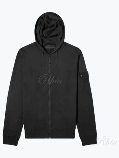 Regular Fit Cotton Zip-up Hoodie Black - STONE ISLAND - BALAAN 2