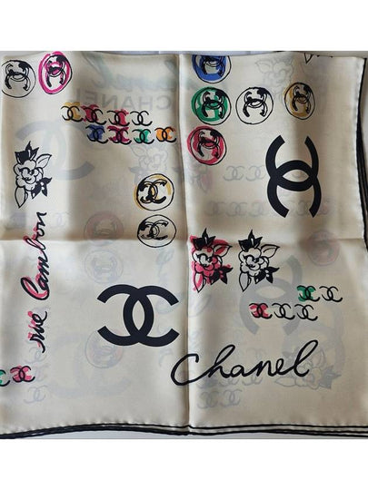 24 Season Women s Square Silk Scarf CC Logo Ivory AAA295 - CHANEL - BALAAN 2