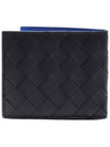 Intrecciato Two-Tone Half Wallet Black Blue - BOTTEGA VENETA - BALAAN 5