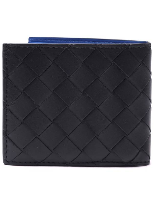 Intrecciato Two-Tone Half Wallet Black Blue - BOTTEGA VENETA - BALAAN 5