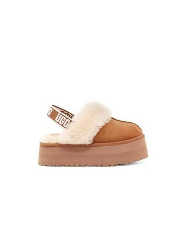 WOMEN Logo Banding Fur Collar Platform Sandals Funket Chestnut - UGG - BALAAN 1