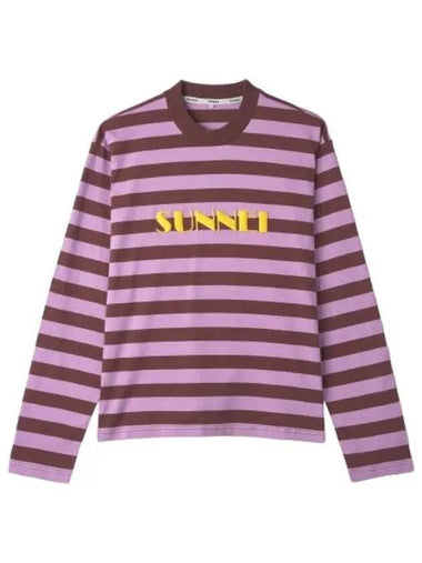 Classic Big Logo Embroidered T Shirt Lilac Burgundy Long Sleeve Tee - SUNNEI - BALAAN 1