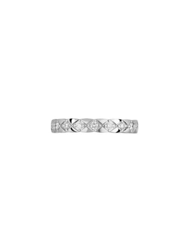 Coco Crush Quilted Diamond Motif White Gold Ring Silver - CHANEL - BALAAN 1