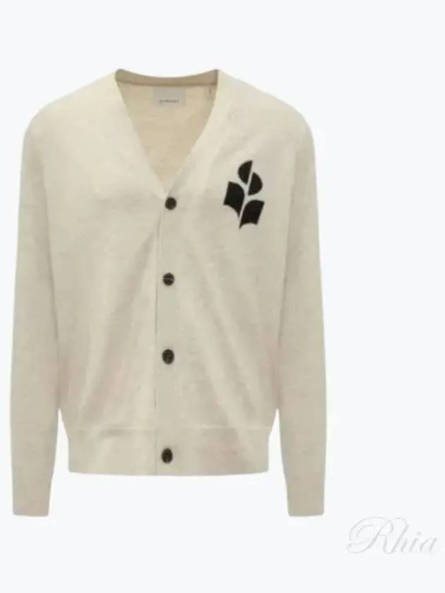 Men's Logo Intarsia Cardigan Beige - ISABEL MARANT - BALAAN 2