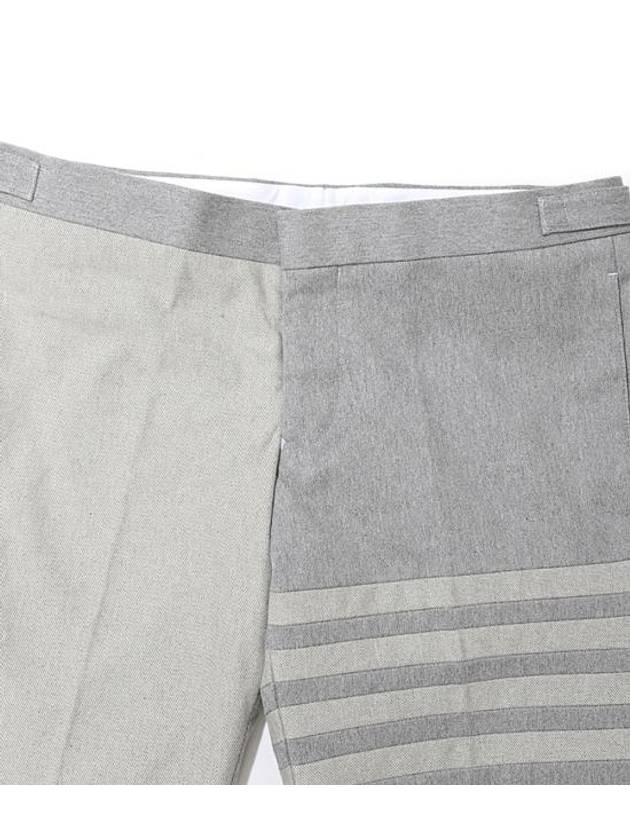 4 Bar Stripe Fun Mix Selvedge Denim Shorts Grey - THOM BROWNE - BALAAN 4