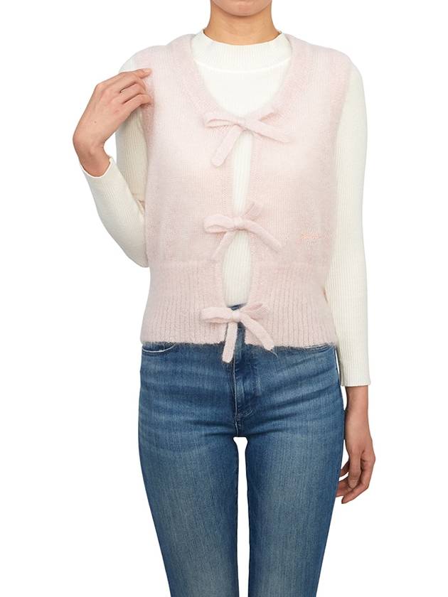 Tie String Light Mohair Vest Pink - GANNI - BALAAN 5