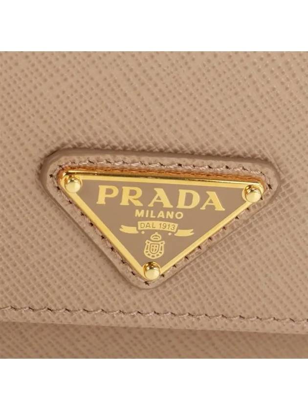 Saffiano triangle logo flap long wallet powder pink - PRADA - BALAAN 6