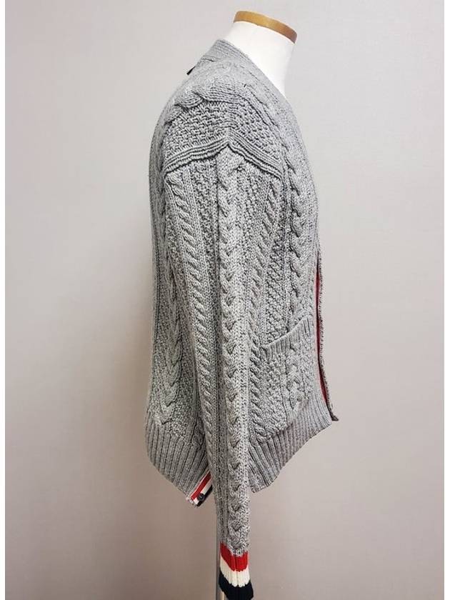 Three Stripes Aran Cable Cardigan 2 - THOM BROWNE - BALAAN 5