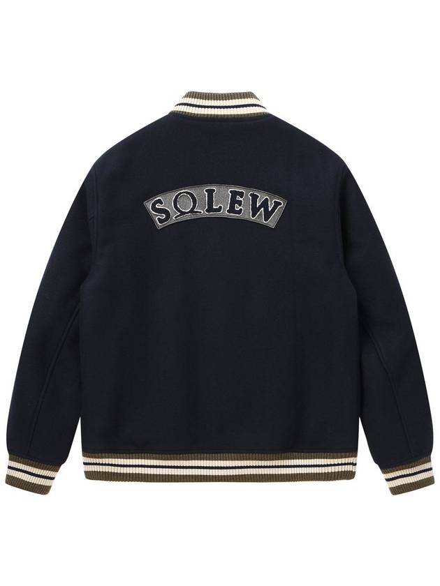 Men's W Wapen Varsity Jacket Navy SW23IVJP02NV - SOLEW - BALAAN 3