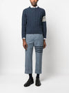 Donegal Twist Cable 4-Bar Classic Crewneck Knit Top Blue - THOM BROWNE - BALAAN 3