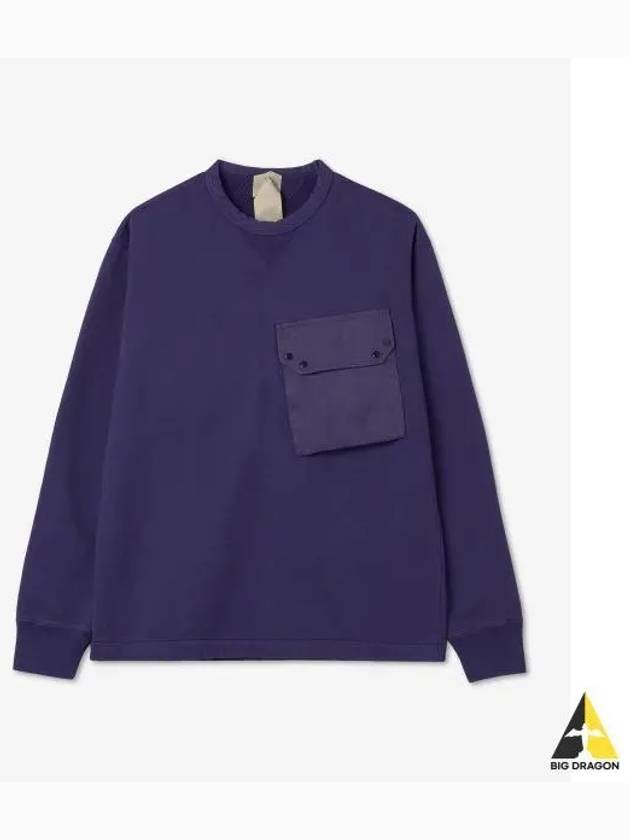 Garment dyed crew neck pocket sweatshirt purple blue 22CTCUF03144774FW22 - TEN C - BALAAN 1