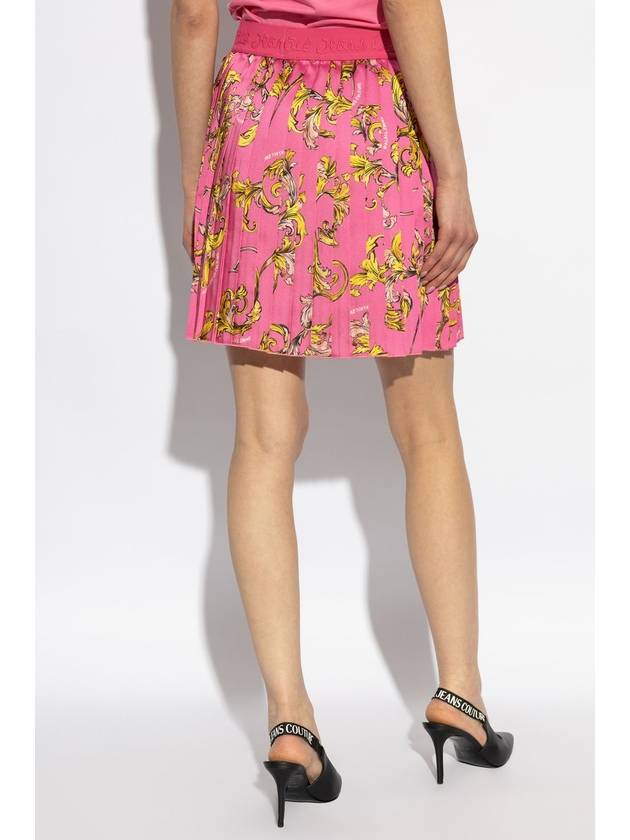 Versace Jeans Couture Pleated Skirt With Outline Barocco Print, Women's, Pink - VERSACE - BALAAN 4