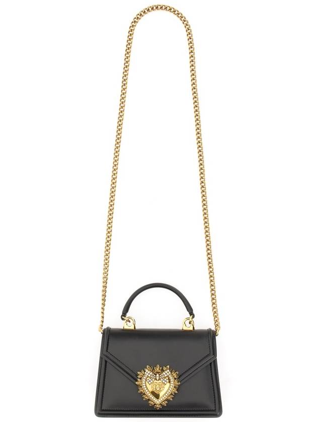 Small Smooth Calfskin Devotion Tote Bag Black - DOLCE&GABBANA - BALAAN 4