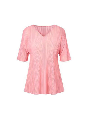 Women's Folded Pleated V-Neck Top Pink - MONPLISSE - BALAAN 1