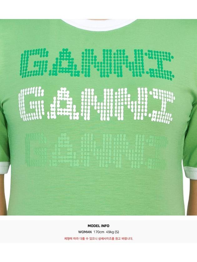 Women's Logo Fitted Short Sleeve T-Shirt Green - GANNI - BALAAN 11