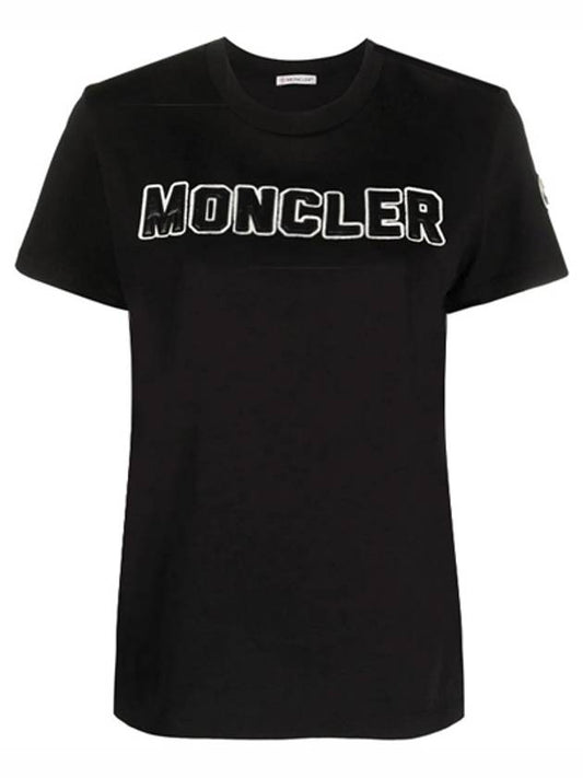 Maglia Logo Cotton Short Sleeve T-Shirt Black - MONCLER - BALAAN 2