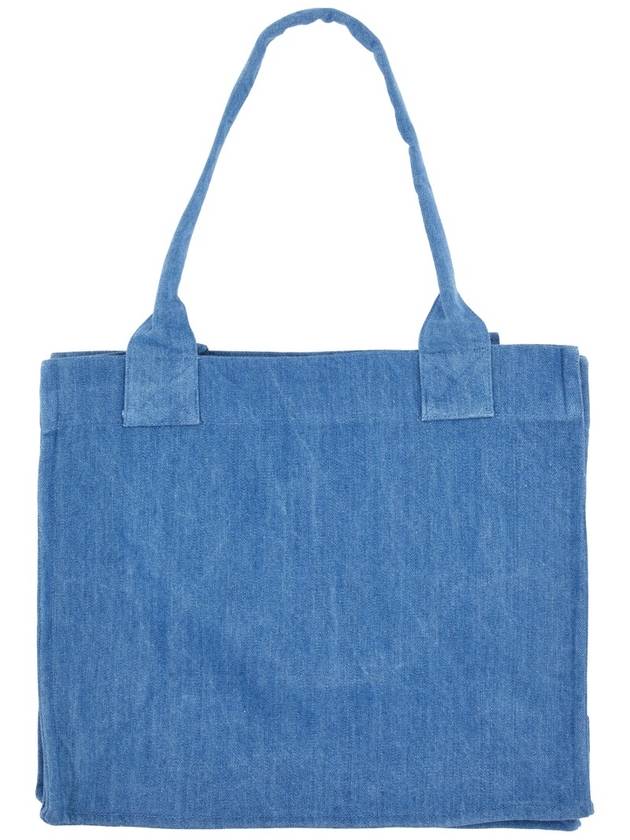 Embroidered Logo Large Denim Tote Bag Blue - GANNI - BALAAN 5