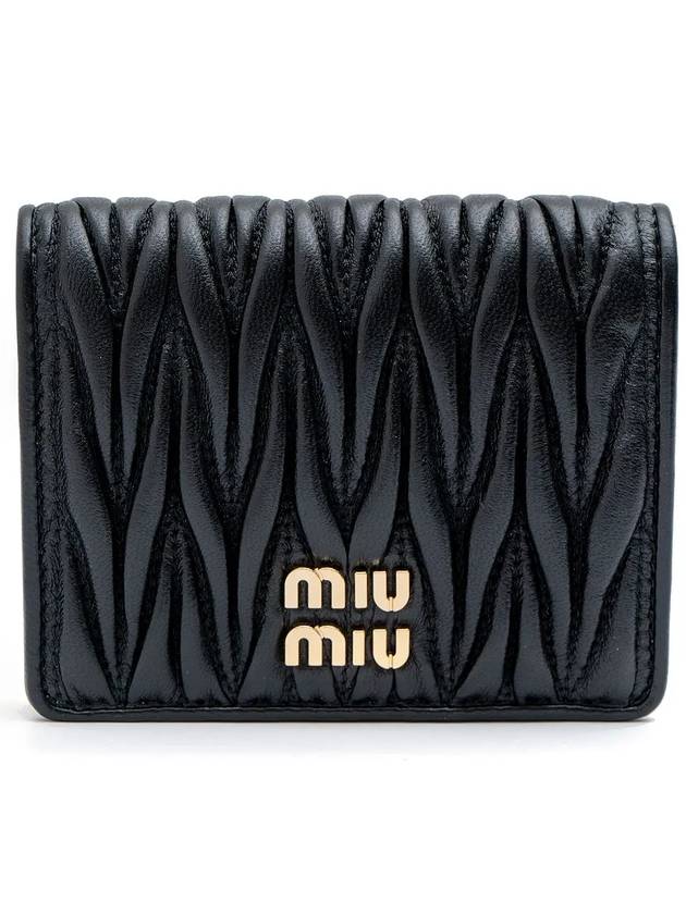 Matelasse Leather Half Wallet Black - MIU MIU - BALAAN 3