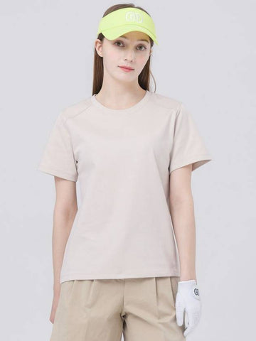 shoulder cut back logo point loose fit cream beige short sleeve t-shirt DO3242TS01 2 - DOYOUKNOWMC GOLF WEAR - BALAAN 1