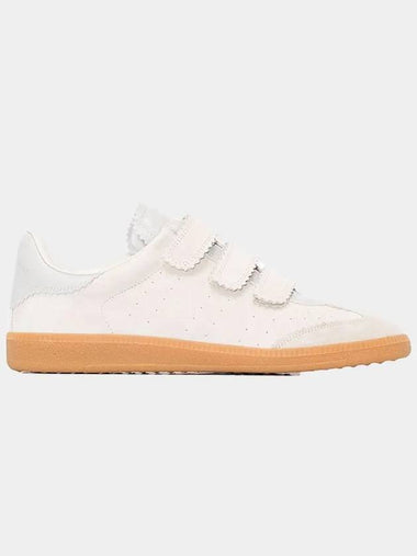 Women's Calf Velvet Leather Velcro Rubber Sole Sneakers Beige BK003100M110S 23 EC - ISABEL MARANT - BALAAN 1