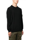 Regular Fit Crew Neck Wool Knit Top Black - STONE ISLAND - BALAAN 4