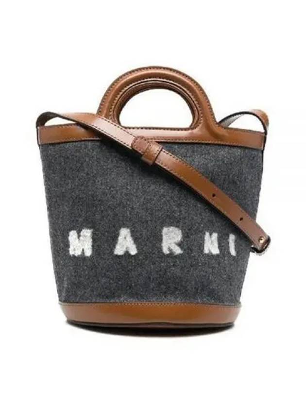 TROPICALIA Felt logo mini bucket bag dark gray mocha women s 238826 - MARNI - BALAAN 1